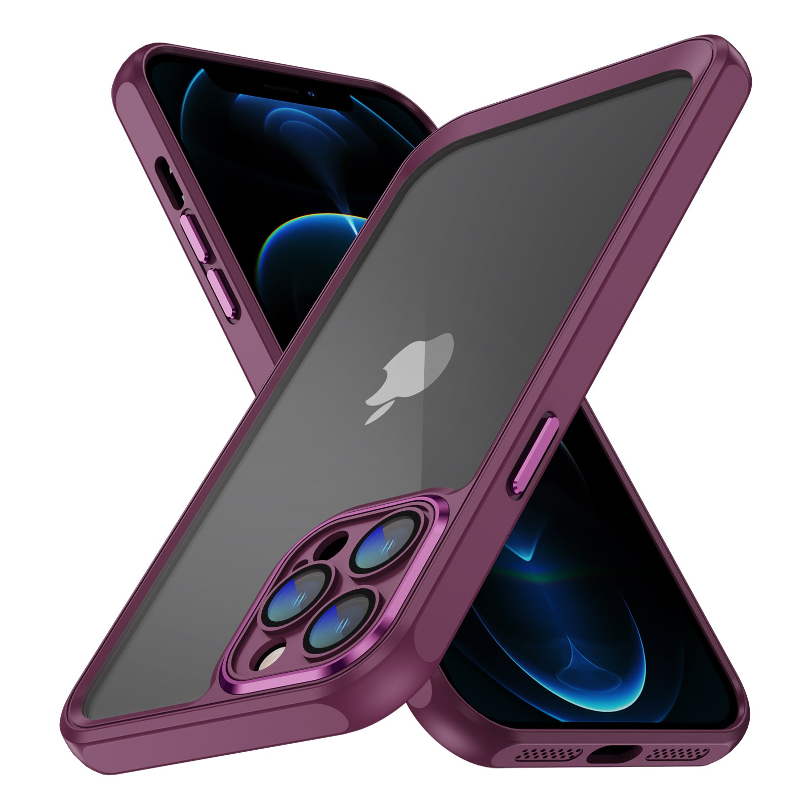 For iPhone 12 Pro Acrylic Back Soft TPU Phone Case Precise Cutouts Clear Cover with Lens Protector For iPhone 12 Pro Acrylic Back Soft TPU Phone Case Precise Cutouts Clear Cover with Lens Protector